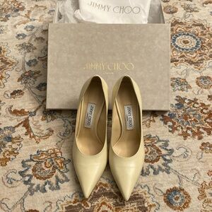 Jimmy Choo Ava Liquid Leather Heels in Linen size 38